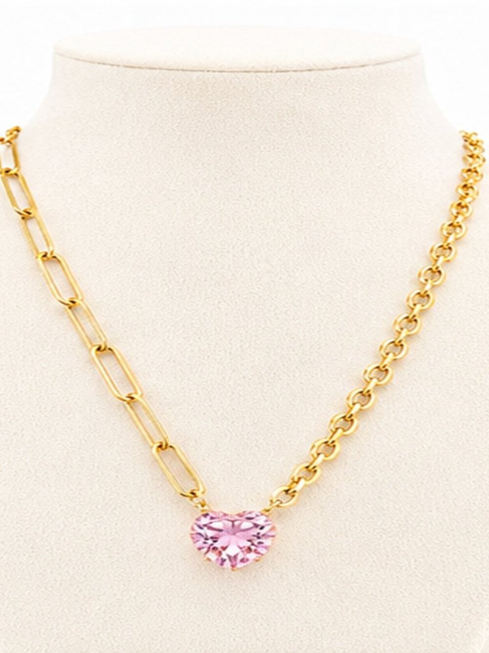 Pink Crystal Heart Statement Necklace💖